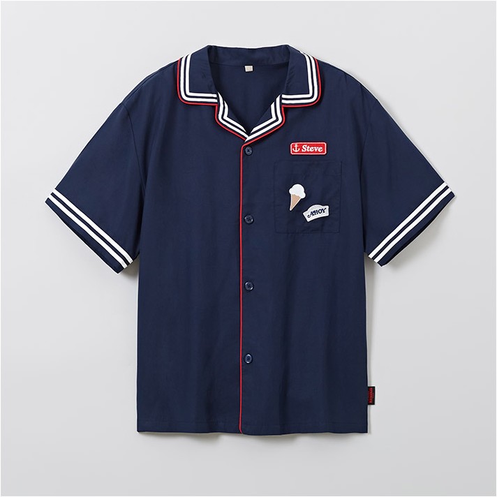 ★SPAO★ Small and cute short-sleeved pajamas NAVY SPPPF37U0 POKWAI Ladies Summer Pajamas Shorts Set - Soft, Comfy