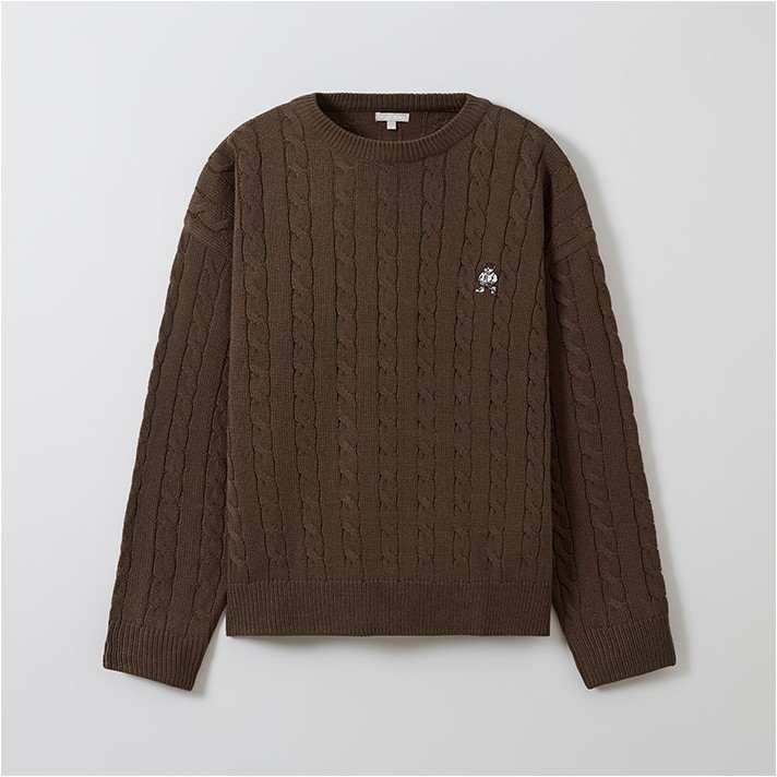●SPAO● Woody Cable Half-open Short-sleeved Knit SPKWF24G51 SPAO Cable Sweater Pullover | Crewneck for Men | KOODING