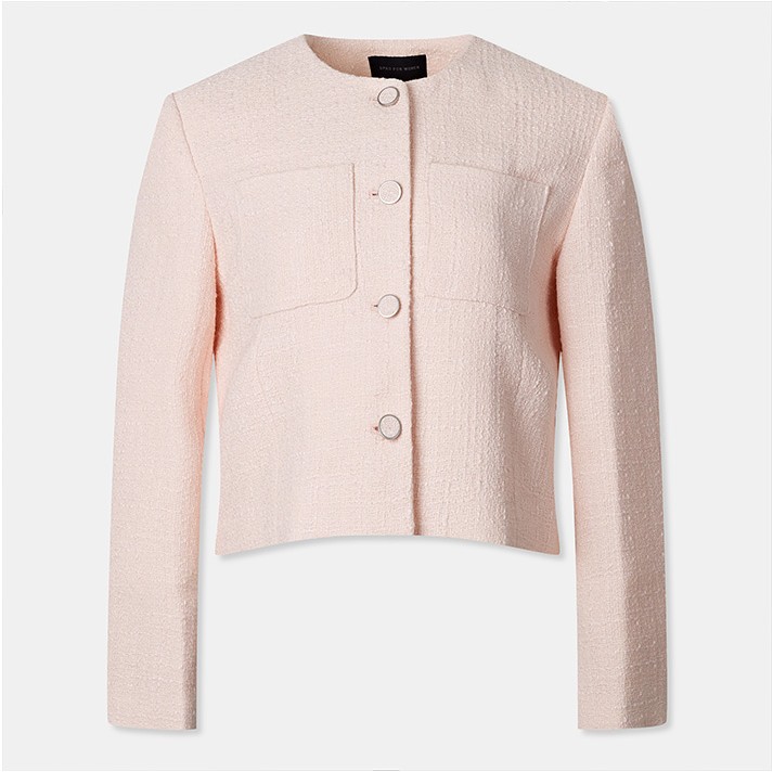 SPAO Tweed Crop Round Neck Jacket | Jackets for Women | KOODING