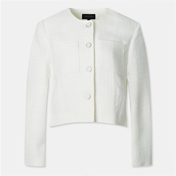 SPAO Tweed Crop Round Neck Jacket | Jackets for Women | KOODING