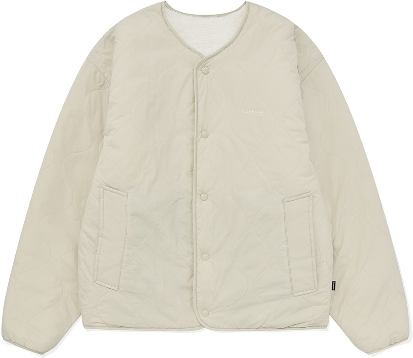 [COVERNAT]★REVERSIBLE COLLARLESS COMFYBOA JACKET MUSINSA | COVERNAT Reversible Comfy Boa Collarless Jacket Blue