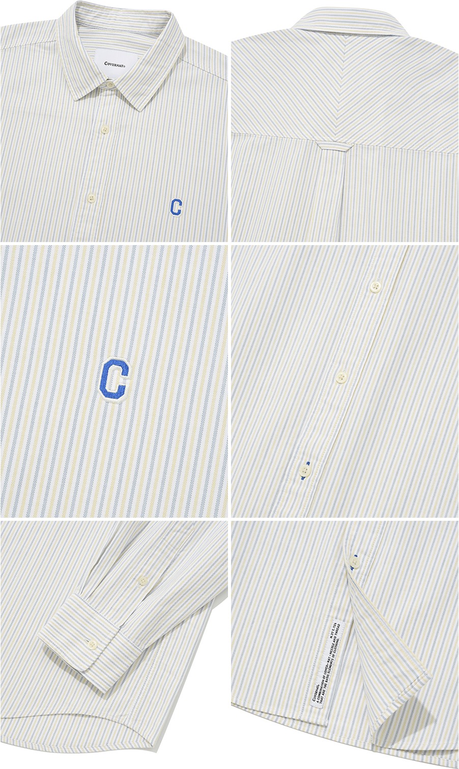 [COVERNAT]★24FW★韓国人気★BASIC C LOGO STRIPE LONG SLEEVE Covernat Unisex C Logo Oxford Stripes Shirt Green | Striped