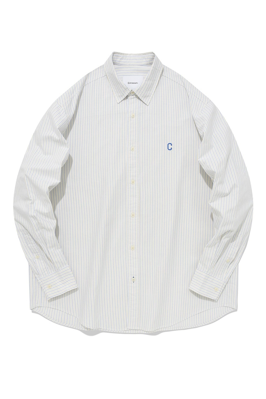 Covernat Unisex C Logo Oxford Stripes Shirt Sky Blue