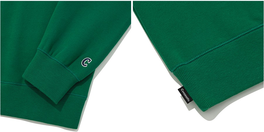 スウェット・トレーナー COVERNAT C Logo Half Zip-up Man to Man Green Covernat Unisex C Logo Half Zipup Sweatshirt Oatmeal