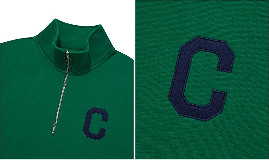 スウェット・トレーナー COVERNAT C Logo Half Zip-up Man to Man Green Covernat Unisex C Logo Half Zipup Sweatshirt Green