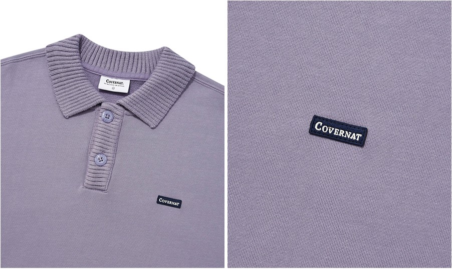 Covernat Unisex Knit Collar Sweatshirt Lavender | Collared