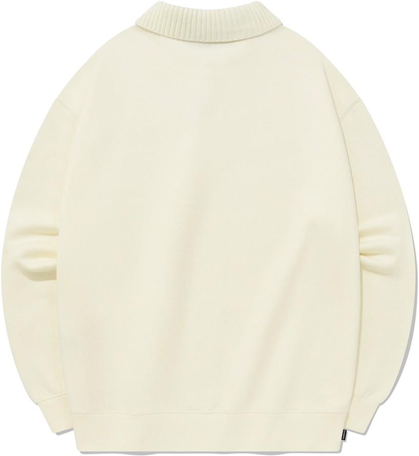 [COVERNAT]★KNIT COLLAR SWEATSHIRT Covernat Unisex Knit Collar Sweatshirt Ecru | Collared for