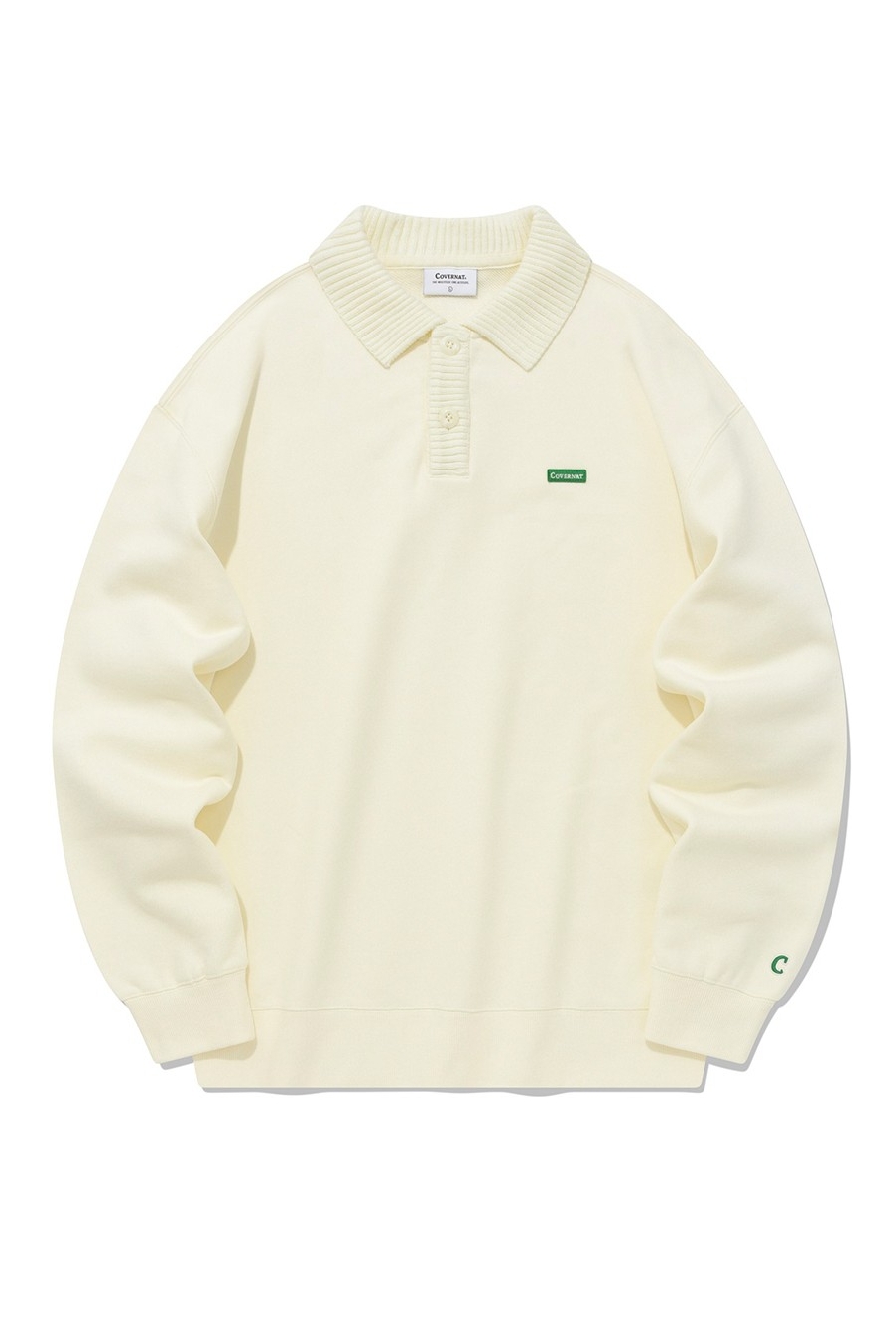 [COVERNAT]★KNIT COLLAR SWEATSHIRT Covernat Unisex Knit Collar Sweatshirt Ecru | Collared for