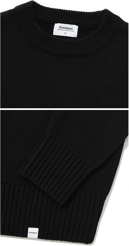 Covernat Unisex Middle C Logo Crew Neck Knit Black