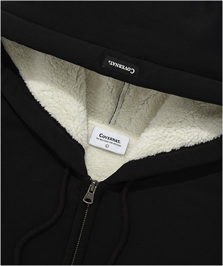 ★関税込★COVERNAT★BOA HOODIE ZIP-UP★パーカー★ Covernat Unisex Boa Hoodie Zipup Black | Hooded for Men