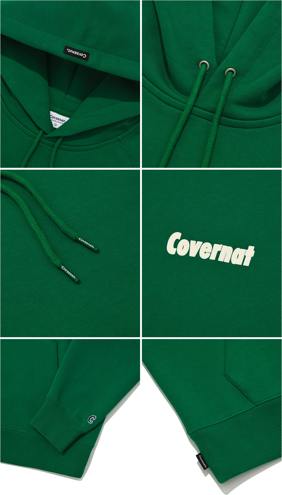 Covernat Unisex Semi Crop Raglan Hoodie Green | Sweatshirts