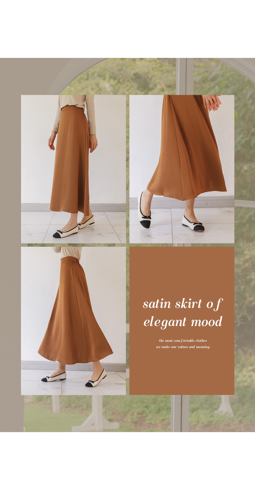 JUSTONE Luxury Back Elastic Satin Skirt | KOODING