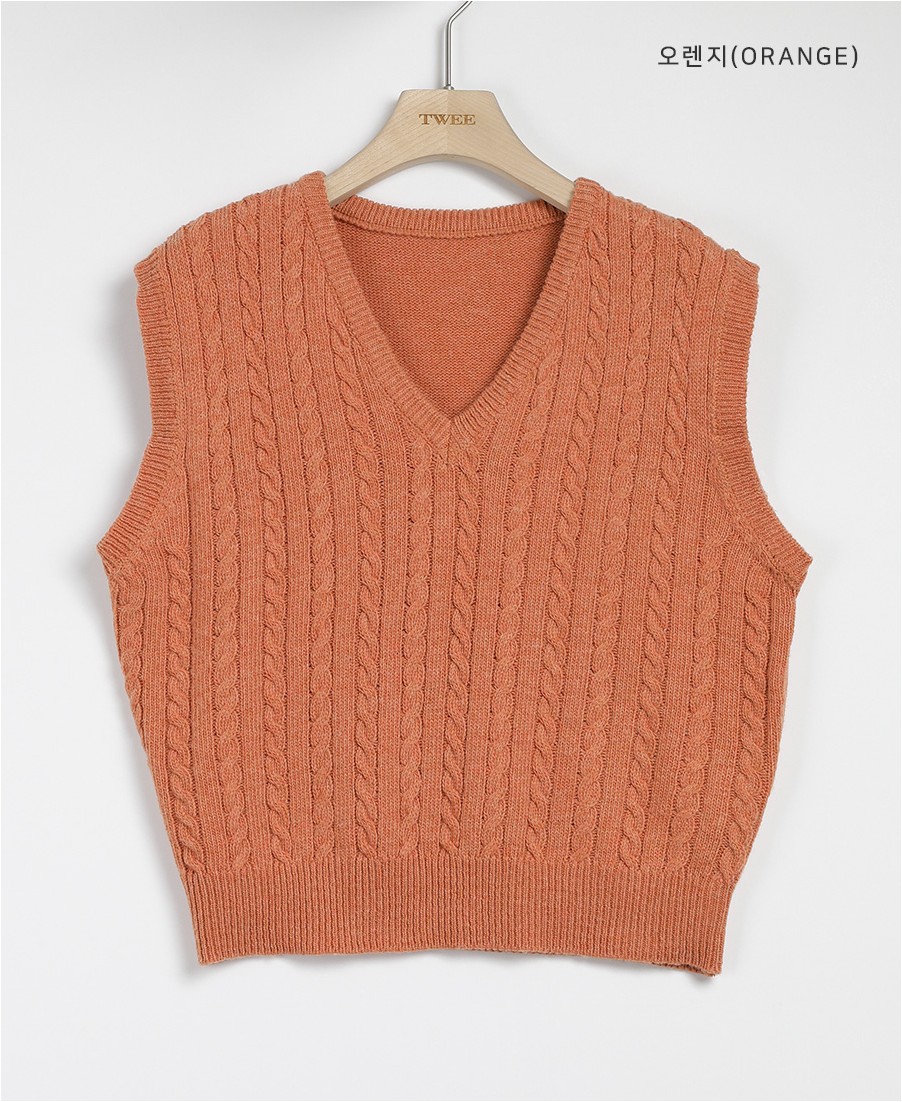 TWEE Jerry Cable V Neck Knit Vest | Vests for Women | KOODING TWEE Jerry Cable V Neck Knit Vest | Vests for Women | KOODING