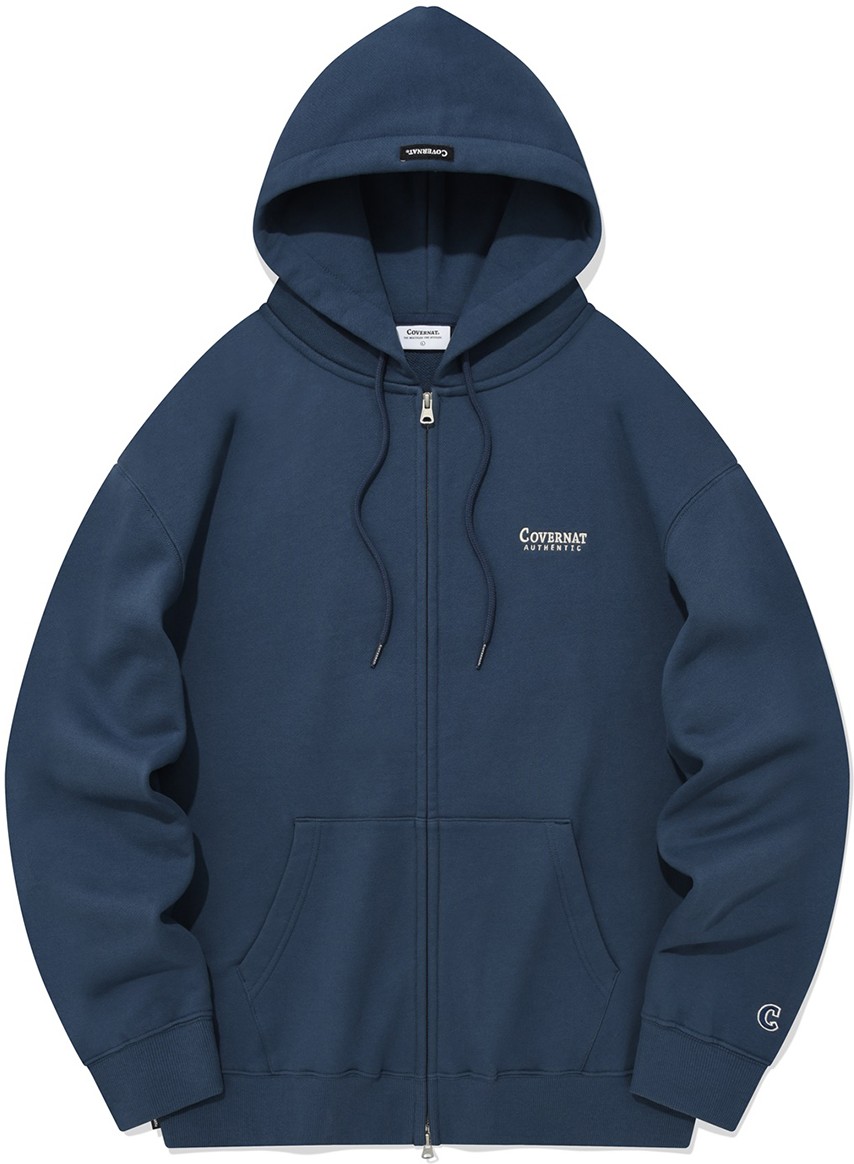 Covernat Unisex Authentic Logo Hoodie Zipup Dark Beige
