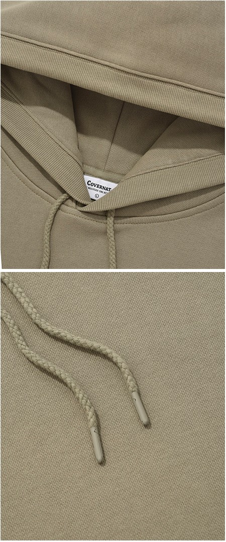 Covernat Unisex Oversized Small Authentic Logo Hoodie Beige