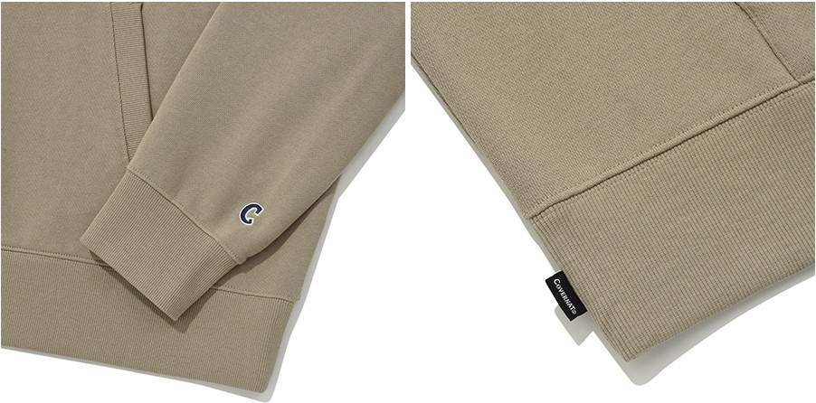 Covernat Unisex Oversized Small Authentic Logo Hoodie Beige