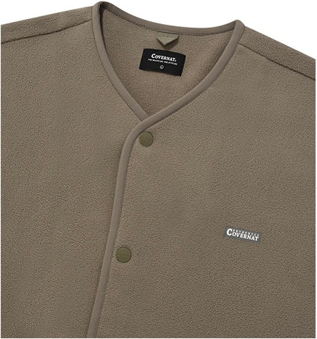 Covernat Unisex Fleeced Collarless Jacket Beige | Jackets