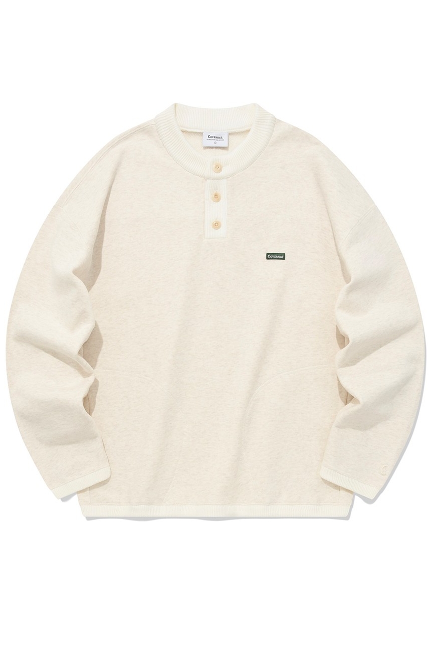 ★★COVERNAT★★ Henry neck string sweatshirt oatmeal CO2303 Covernat Unisex Henry Neck String Sweatshirt Oatmeal