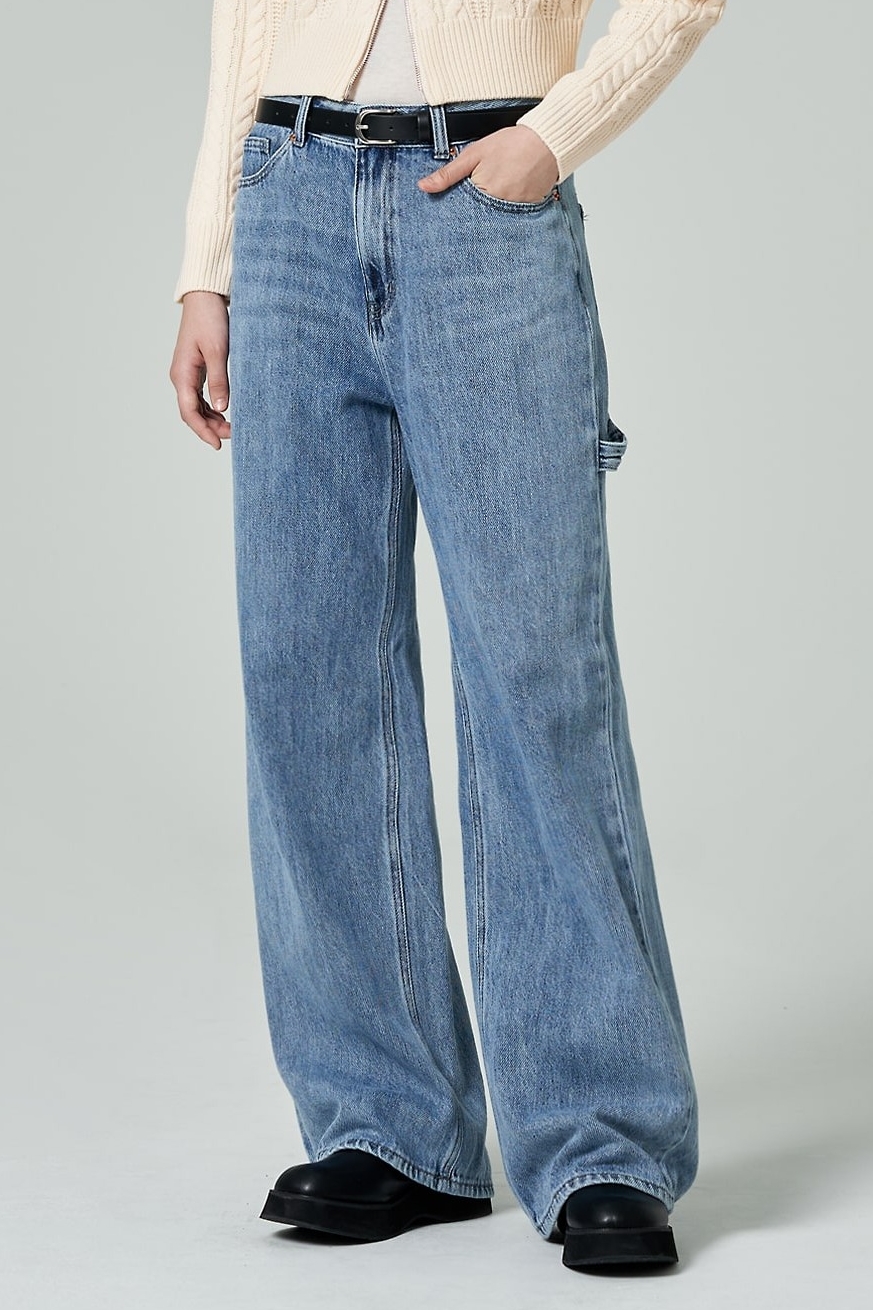 【SATIIIZ】God Carpenter Wide Denim Pants 8seconds Carpenter Wide Denim Pants Sky Blue | Wide for