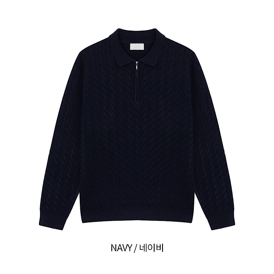 FLYDAY Stan Cable Half-zip Up Collar Knit | KOODING FLYDAY Stan Cable Half-zip Up Collar Knit | KOODING