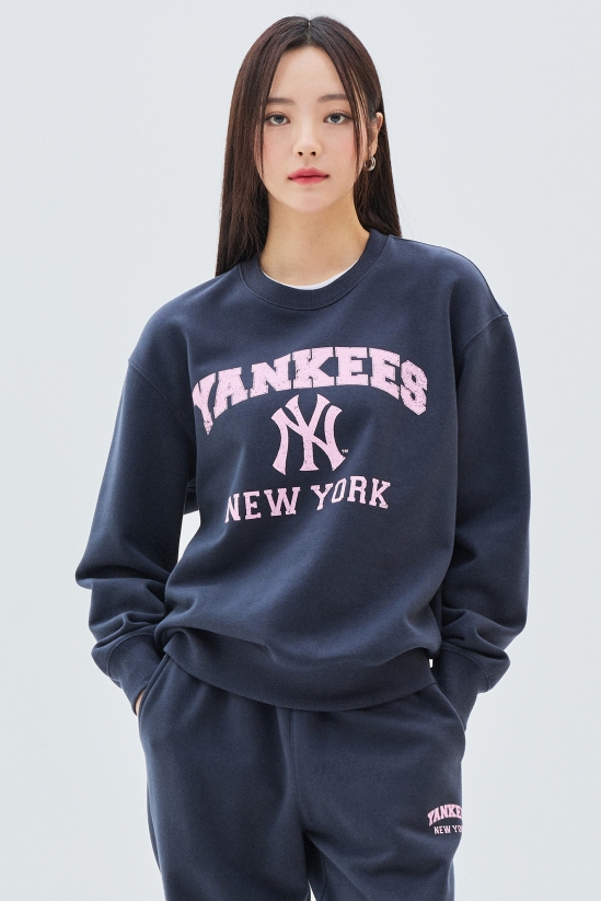 Unisex Varsity Fleeced Oversized Sweatshirt NY Yankees Charcoal
