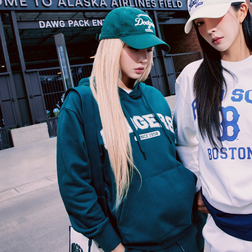 MLB Korea Unisex Varsity Oversized Hoodie La Dodgers Green