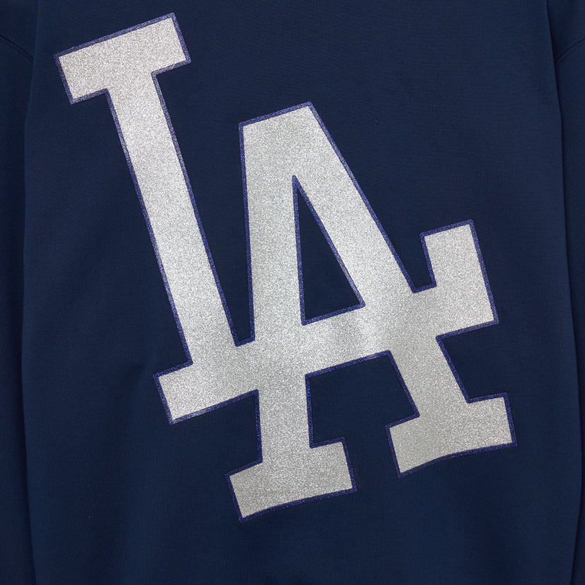 MLB Korea Unisex Basic Bling Mego Logo Oversized Sweatshirt La Dodgers Navy