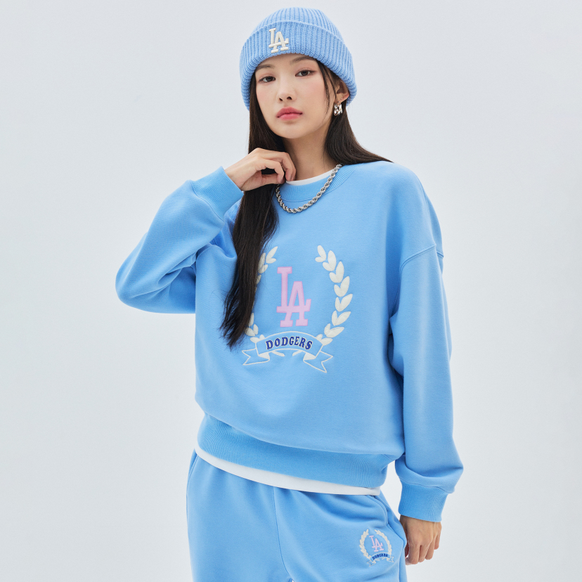 MLB Korea Classic Sports Big Logo Oversized Sweatshirt La Dodgers Green