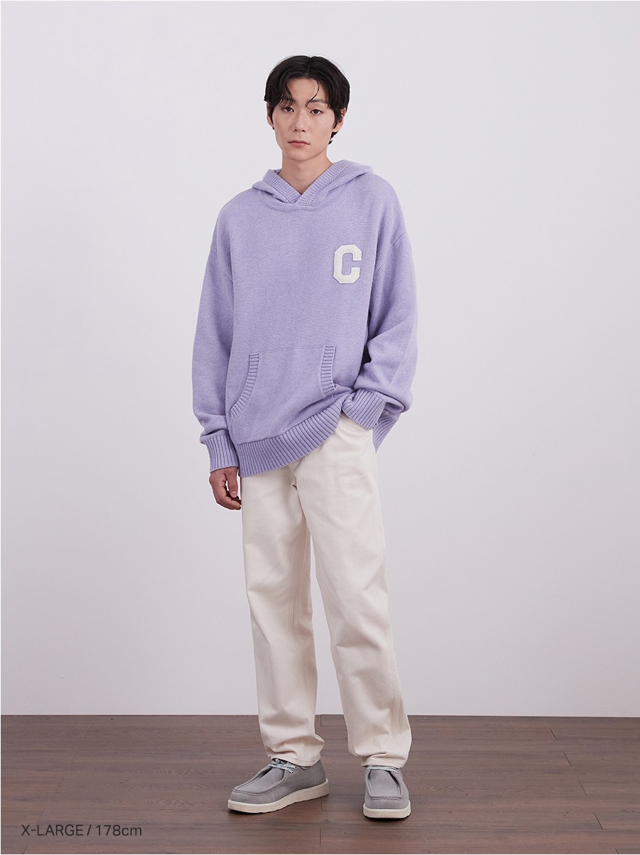Covernat Unisex C Logo Lambs Wool Hoodie Knit Lavender