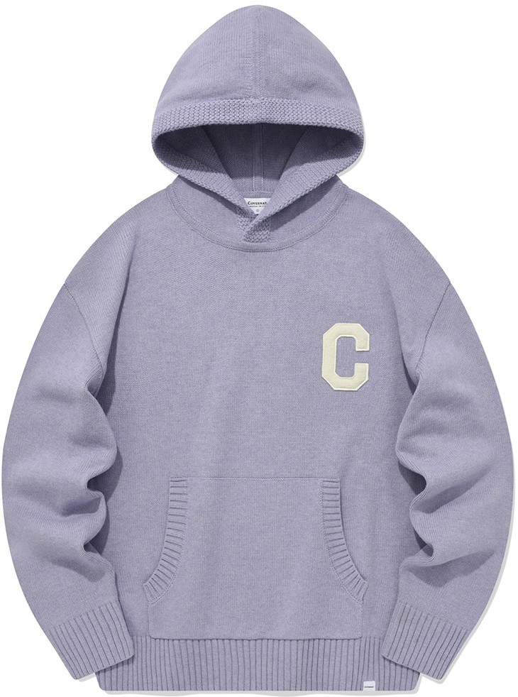 パーカー・フーディ COVERNAT C Logo Lambswool Hoodie Knit Ivory Covernat Unisex C Logo Lambs Wool Hoodie Knit Melange Gray