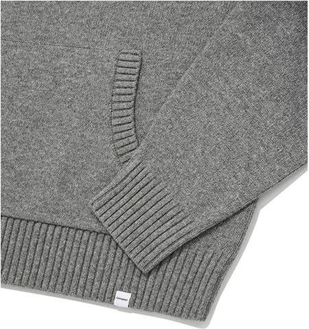 Covernat Unisex C Logo Lambs Wool Hoodie Knit Melange Gray
