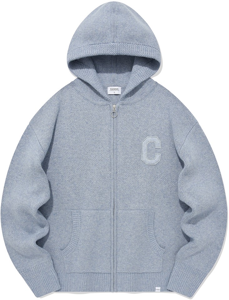 パーカー・フーディ COVERNAT C logo lambswool hoodie zip-up knit gray Covernat Unisex C Logo Lambs Wool Hoodie Knit Melange Gray