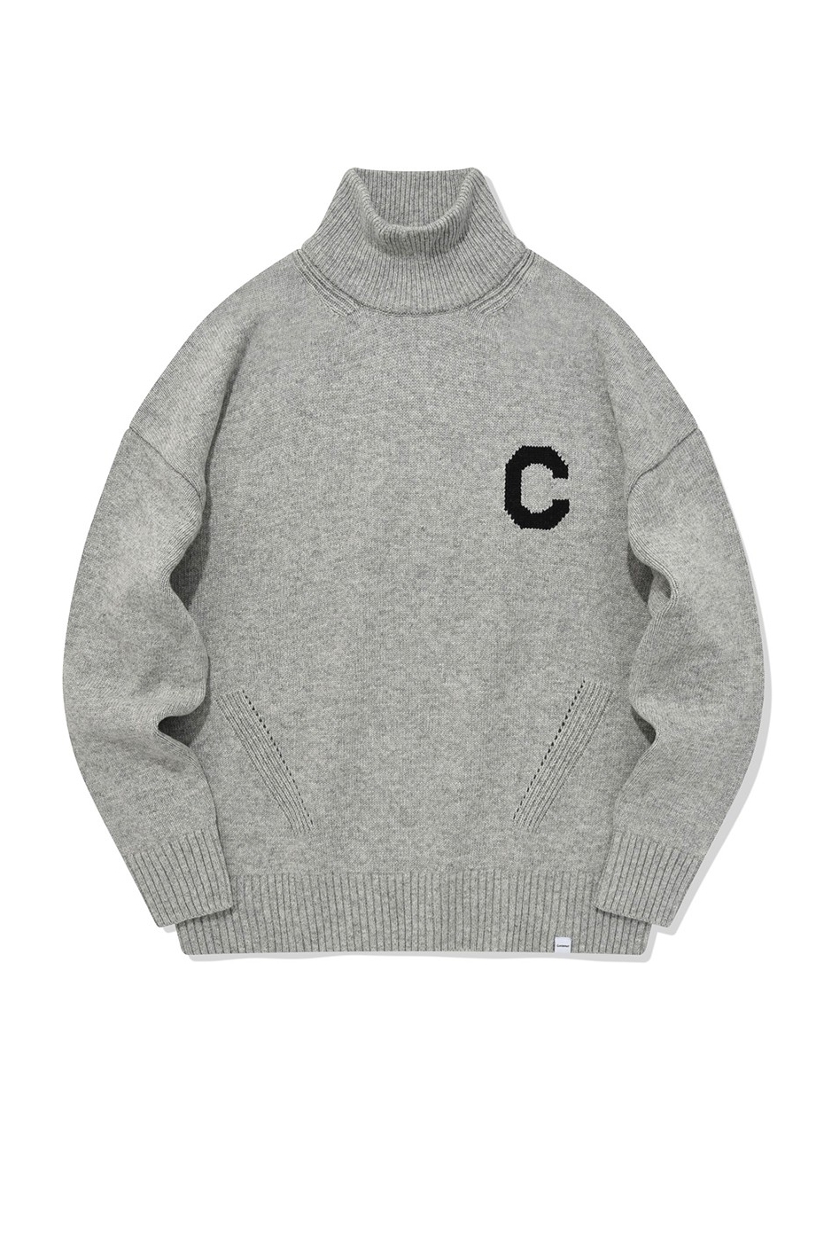 Unisex C Logo Turtleneck Knit Melange Gray