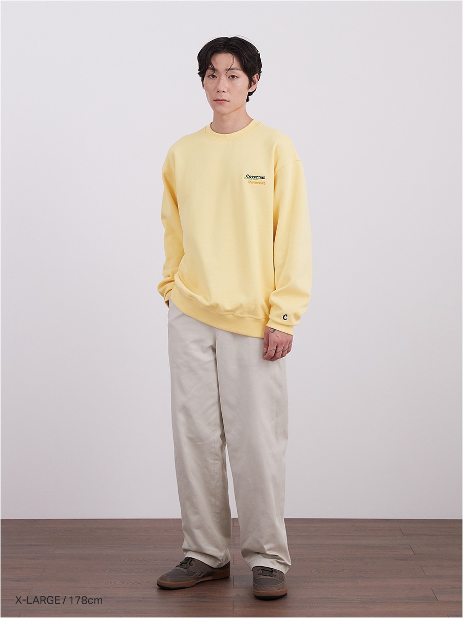 [COVERNAT]★FLEECED MULTI LOGO SWEATSHIRT Covernat Unisex Fleeced Multi Logo Sweatshirt Yellow