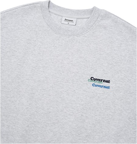 Covernat Unisex Fleeced Multi Logo Sweatshirt Header Gray