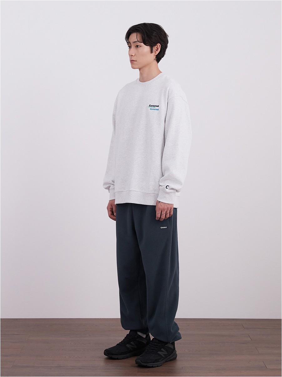 Covernat Unisex Fleeced Multi Logo Sweatshirt Header Gray