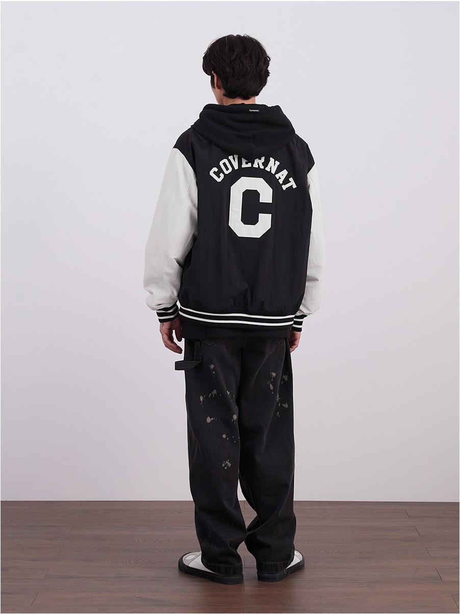 ★22-23FW★COVERNAT★WOMAN VARSITY JACKET Covernat Unisex C Logo Collar Varsity Jacket Black | Jackets