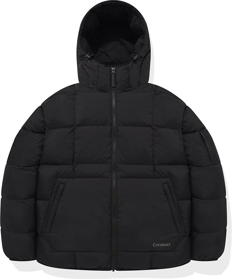 [COVERNAT]★24FW★韓国人気★RDS COLLEGE VOLUME HOODIE DOWN Covernat Unisex RDS Coverlight Hoodie Down Black | Puffer
