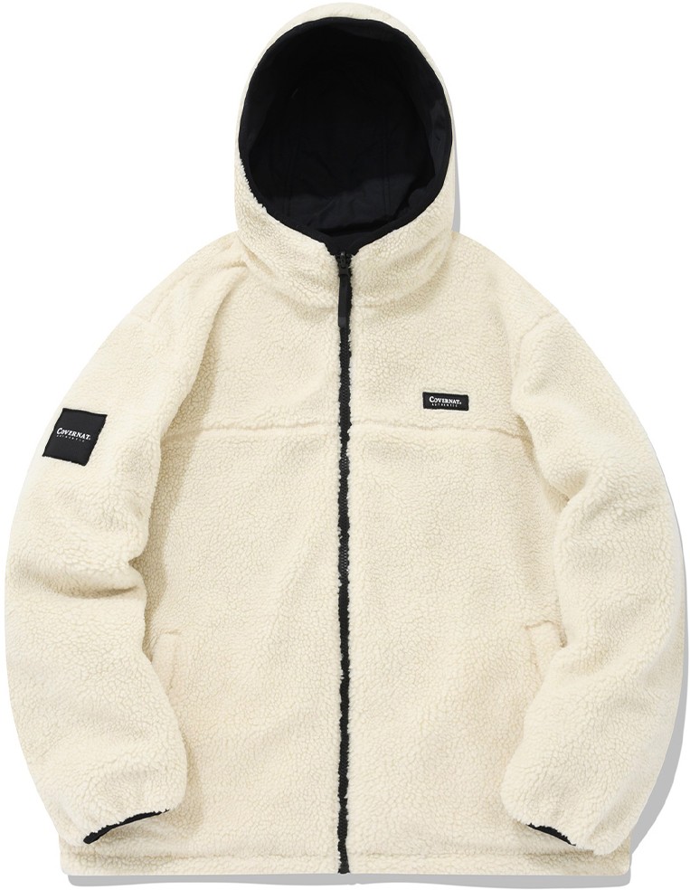 Covernat Unisex Reversible Sherpa Hoodie Zipup Jacket Ivory | Jackets for  Women | KOODING