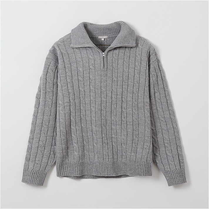 ●SPAO● Woody Cable Half-open Short-sleeved Knit SPKWF24G51 SPAO] (Woody) Cable half-open short-sleeved knitwear