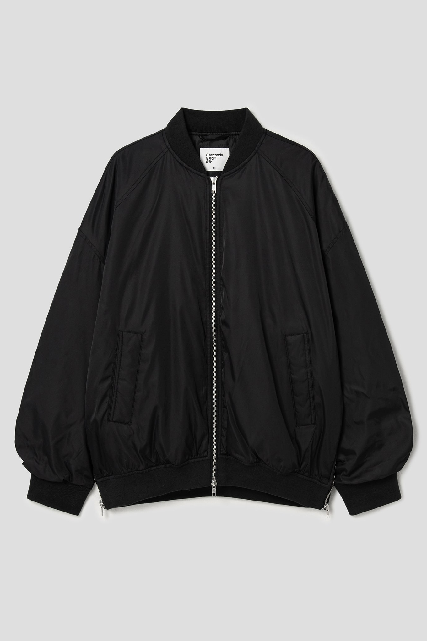 Oversized Padding Bomber Jumper Black