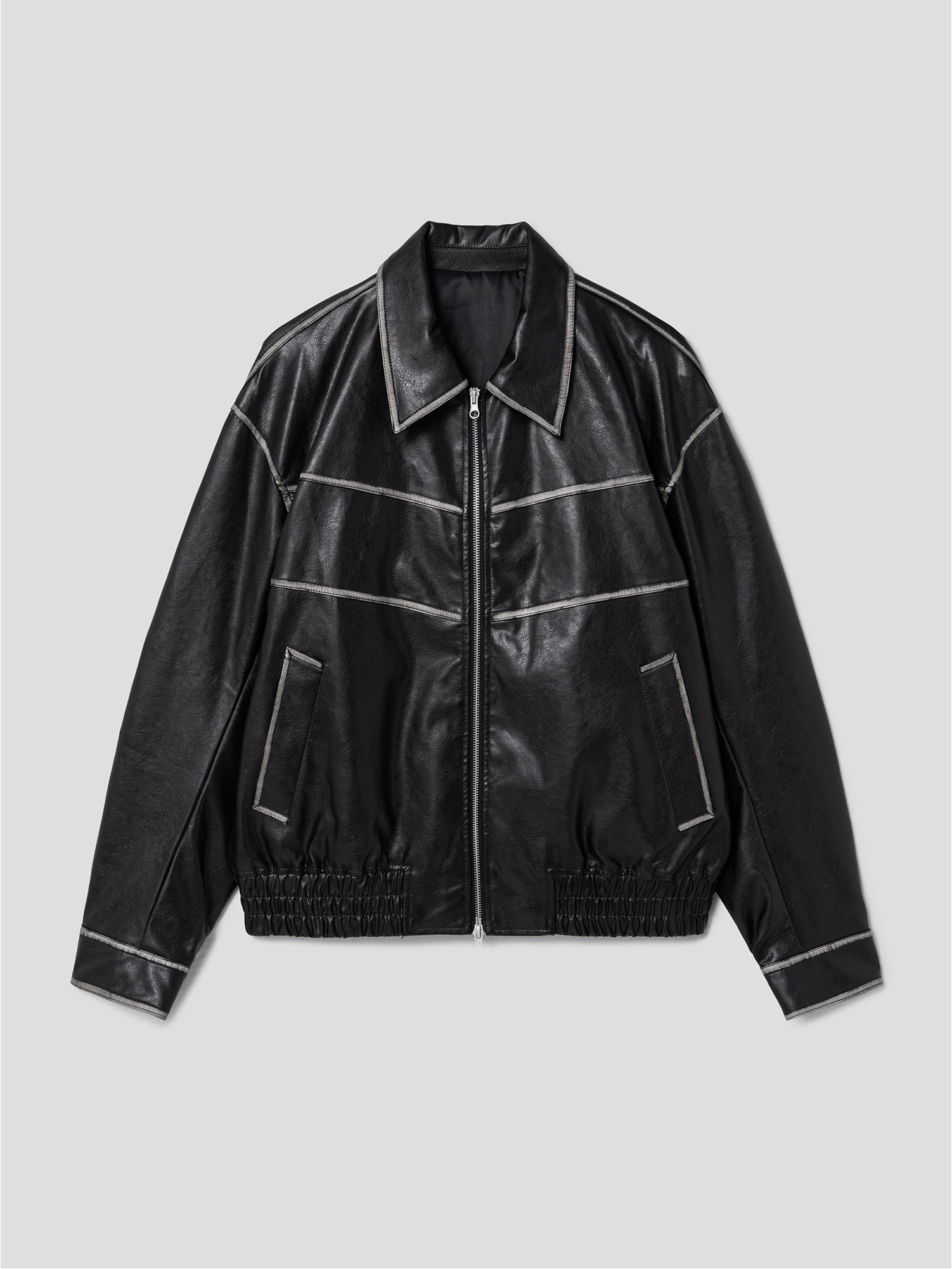 old leather jacket blouson black 本革 短丈 M 8seconds Vintage Fake Leather Blouson Black | Biker Jackets for