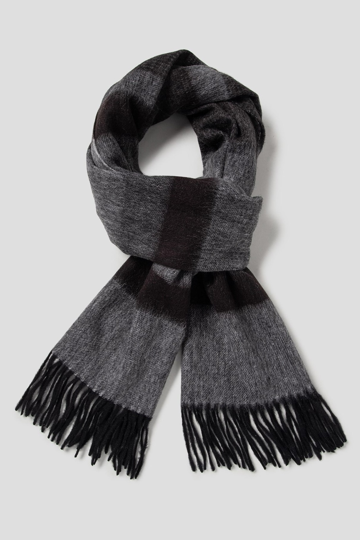 Wool Check Muffler Gray