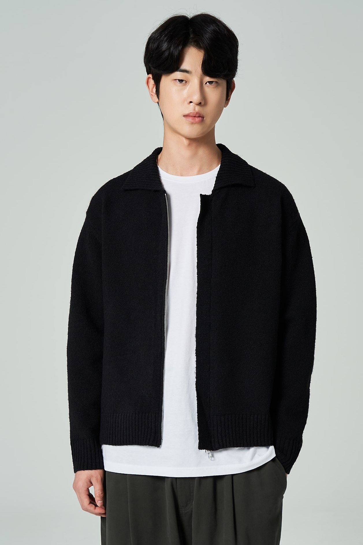即日発送　新品タグ付　Flow High Neck Cardigan 黒 AIEOE Sweatshirts for Men No Hood Zipper Cardigan Sweaters