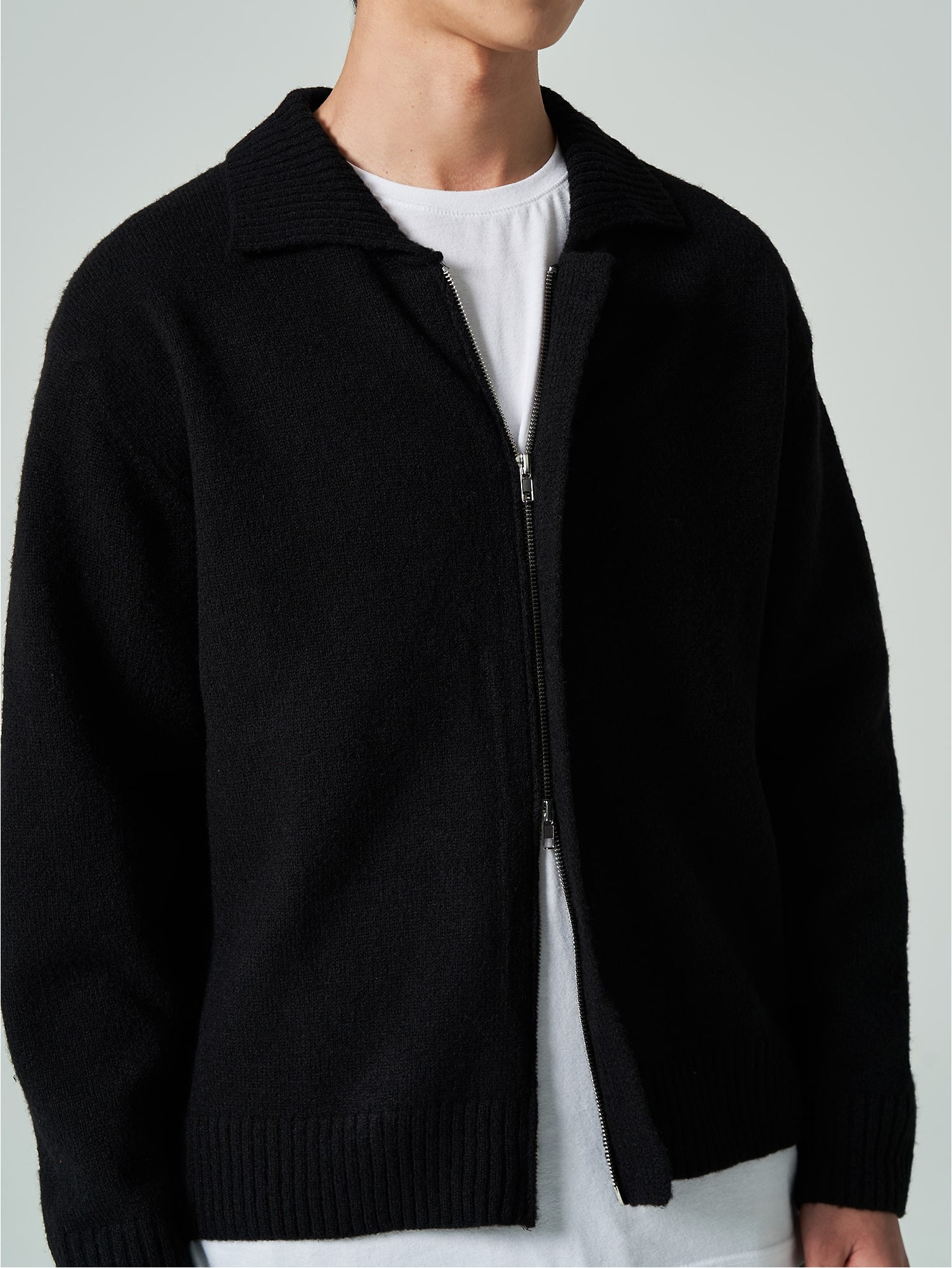 8seconds Hidden Zipper Collar Neck Cardigan Black