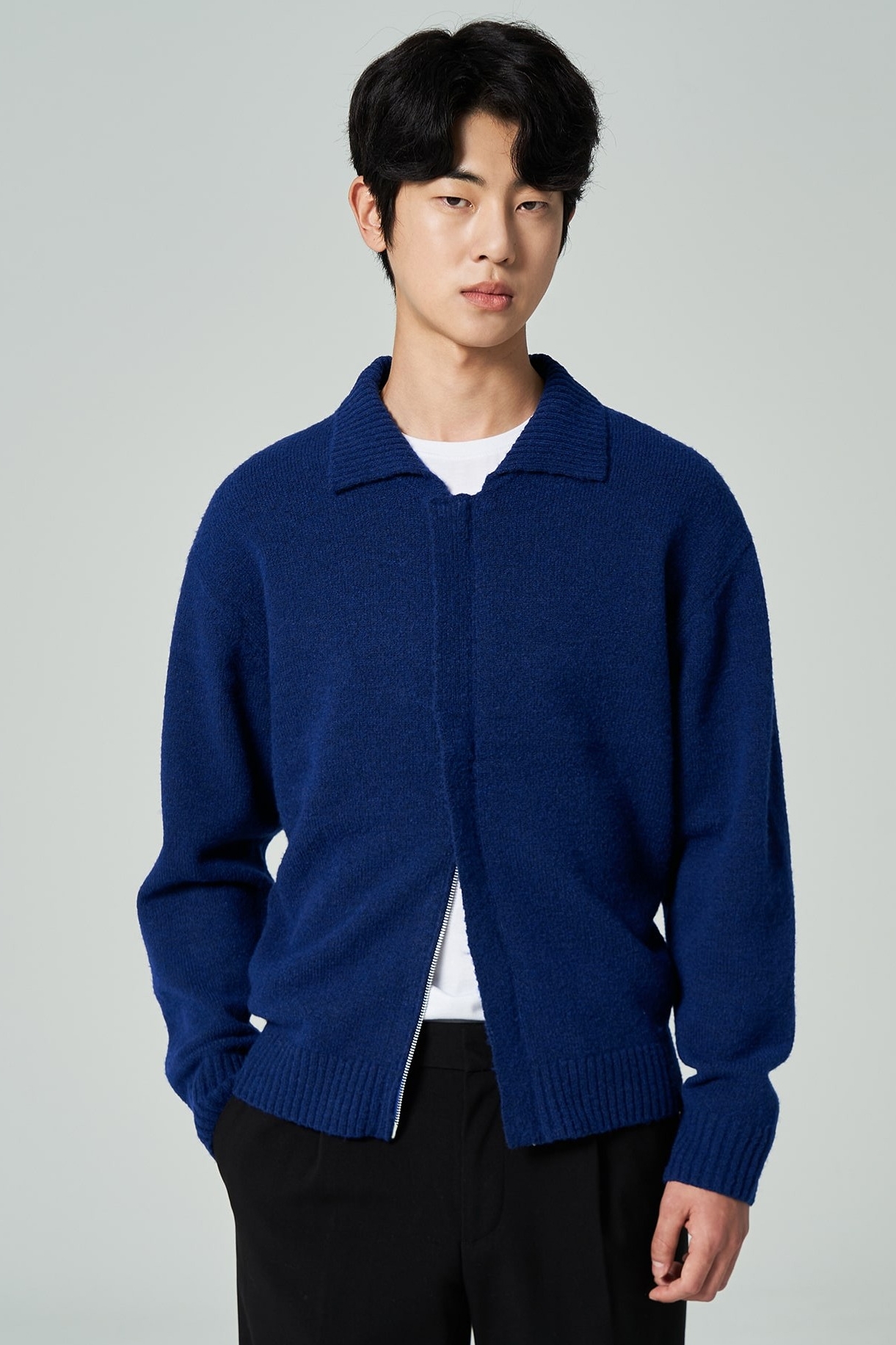 8seconds Hidden Zipper Collar Neck Cardigan Blue | Cardigans for