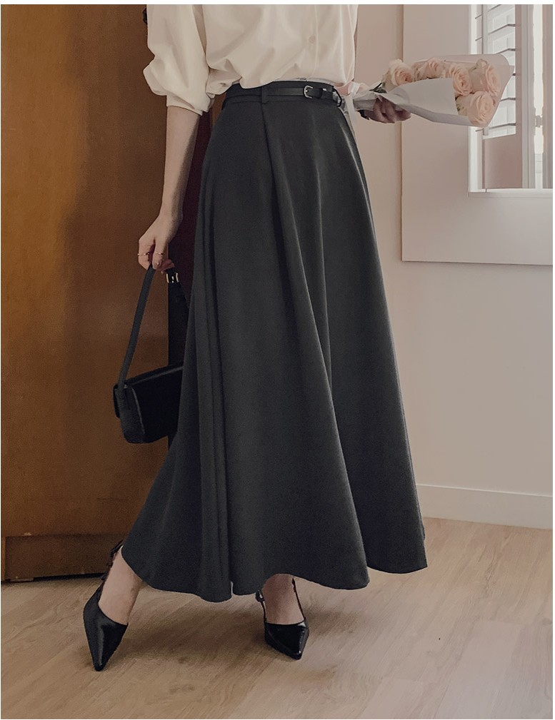 TWEE Kate Flared Long Skirt Belt Set | Maxi for Women | KOODING