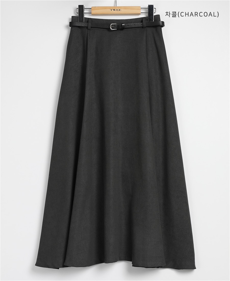 TWEE Kate Flared Long Skirt Belt Set | Maxi for Women | KOODING