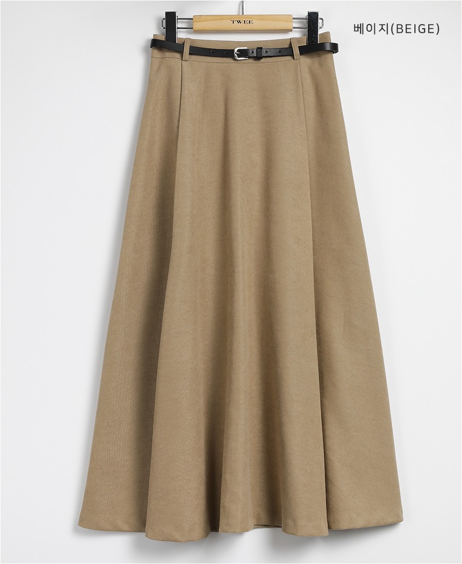 TWEE Kate Flared Long Skirt Belt Set | Maxi for Women | KOODING