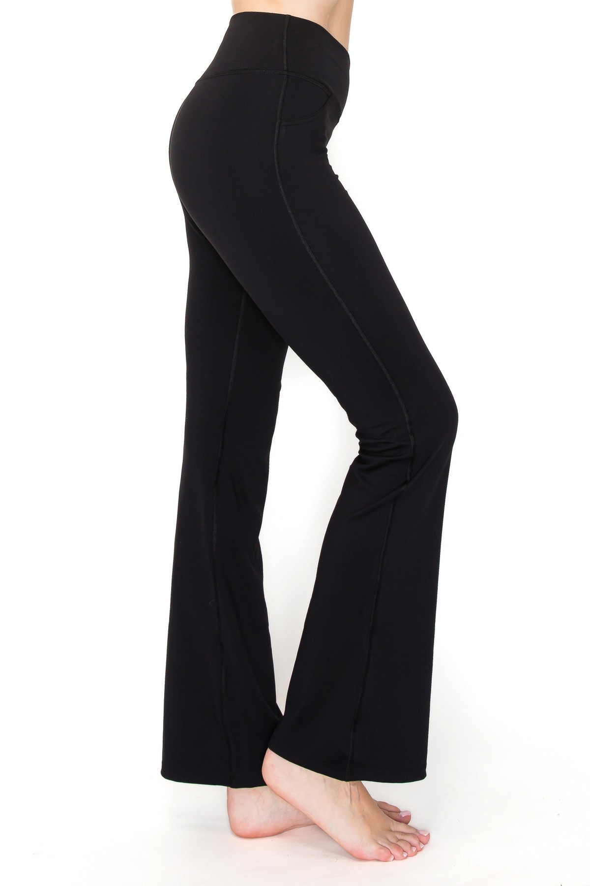 WHC V-Waist Mini Flare Yoga Pants - Black